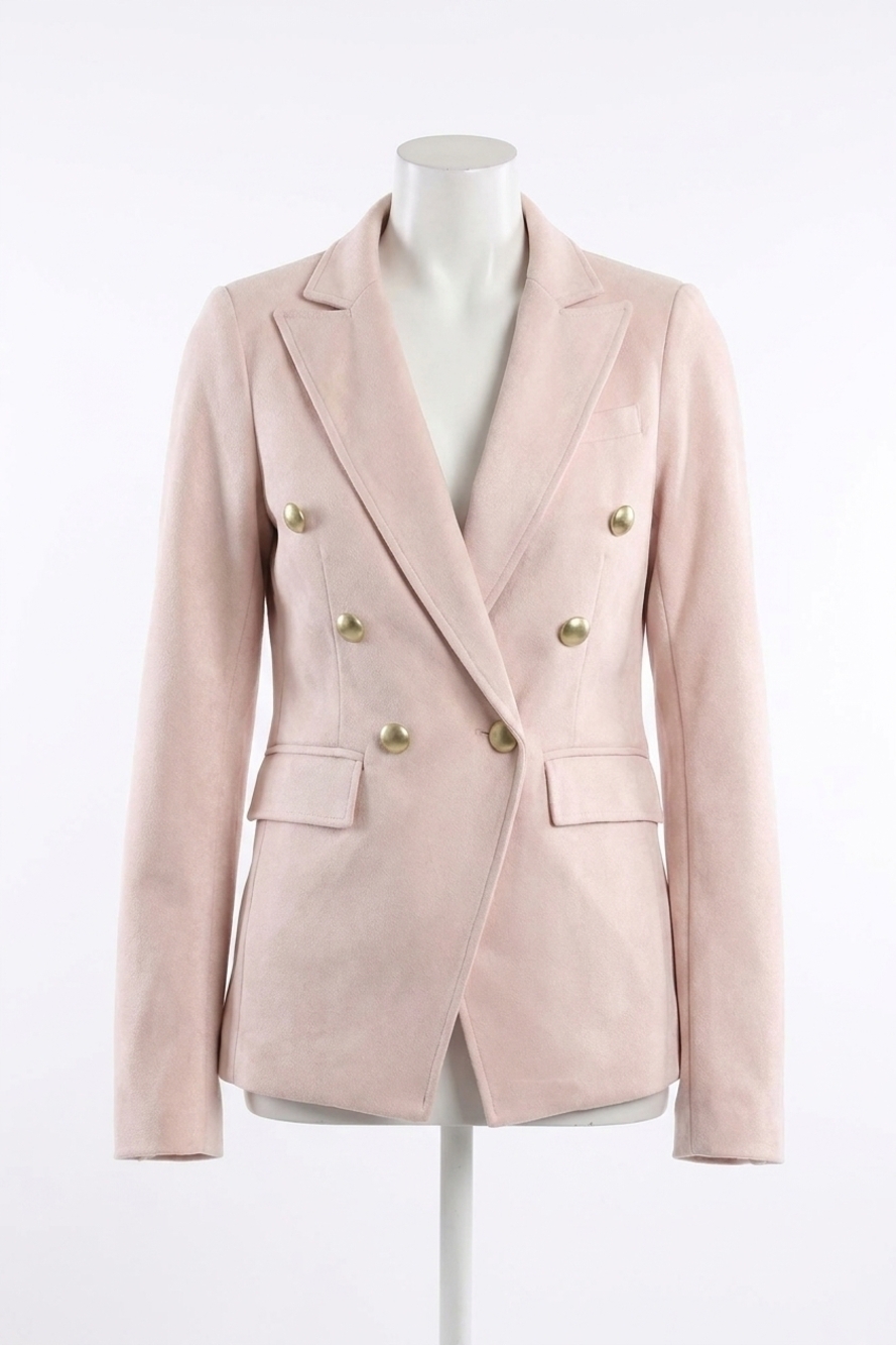 NEW DOLCE CABO faux suede doubled breasted blazer in pale pink